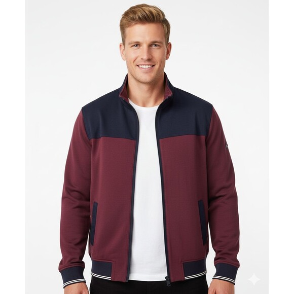 Tommy Hilfiger Jacket Men Size L Polyester Medium weight Maroon/Blue - Picture 1 of 5